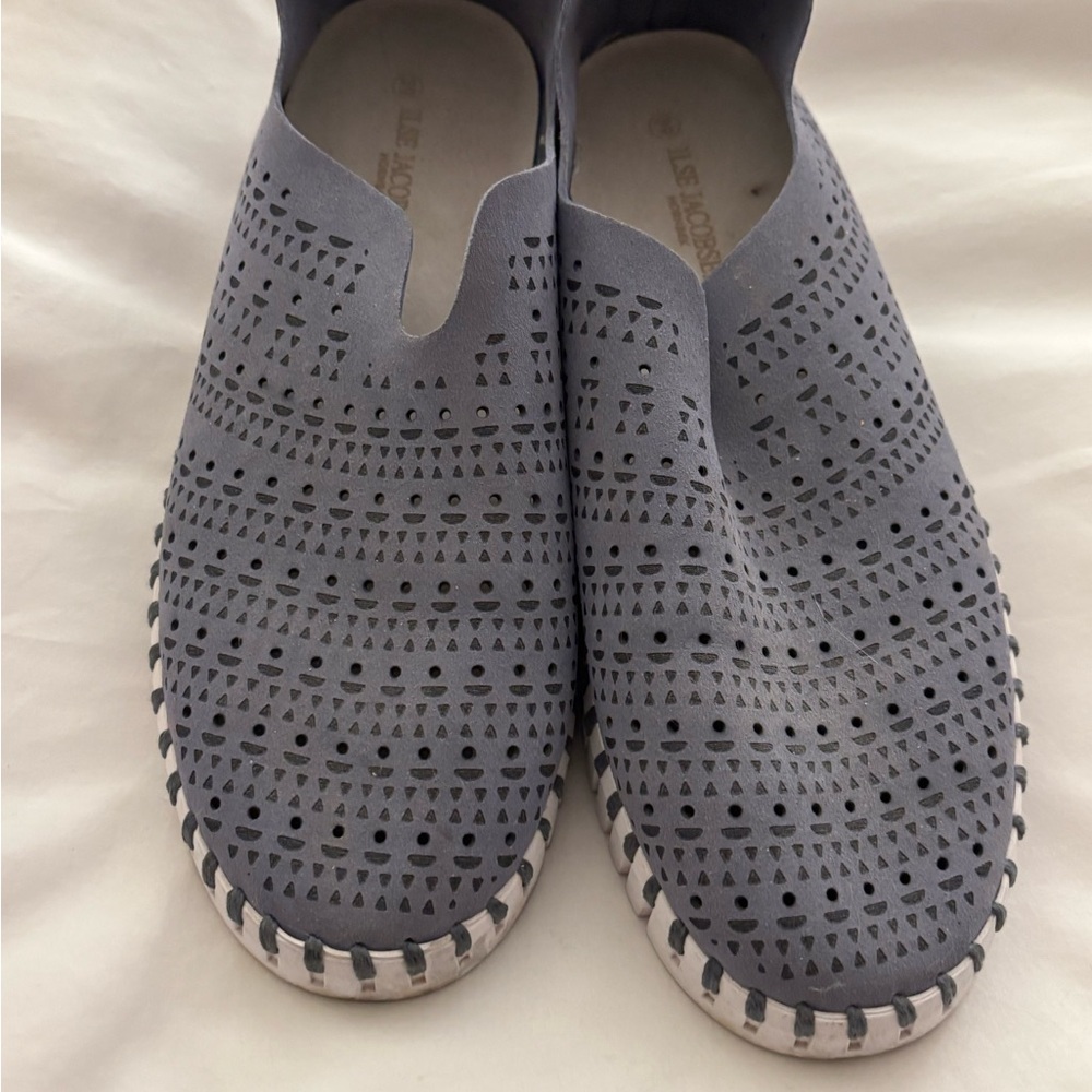 Ilse Jacobsen Gray Perforated Women's Slip-Ons